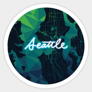 Seattle Geometric Map Cursive Sticker